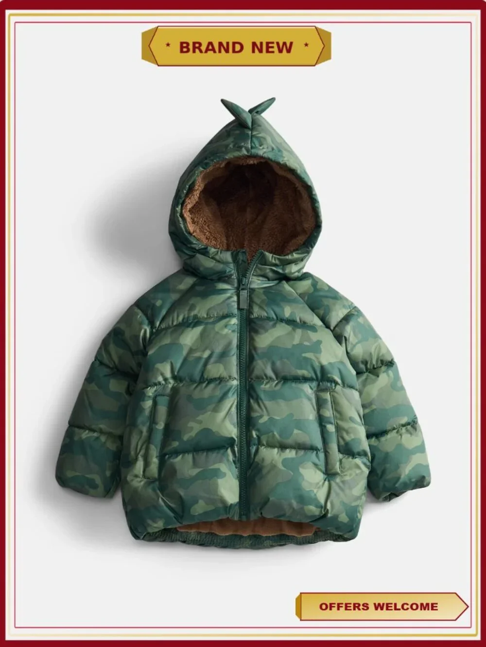 Toddler Boys Heavyweight Puffer Jacket with Quilted Insulation